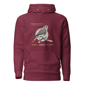Small. Fierce. Fluffy. American Kestrel Unisex Bird Hoodie