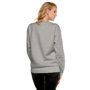 Gray sweatshirt with male and female cardinal design and text 'WILL BRAKE FOR GINGERS' Worn by a woman. Rear view, no graphic shown.