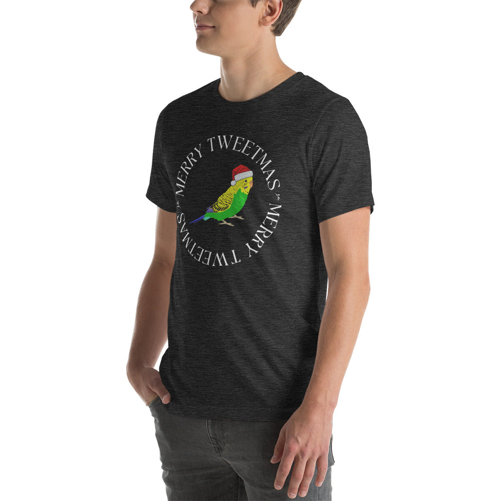 Merry Tweetmas Budgie Unisex Bird T-shirt-RtnSale