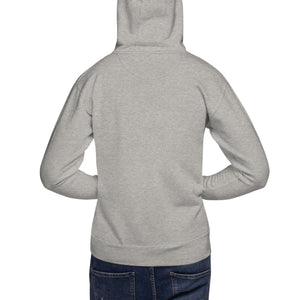 Unisex light heather gray bird hoodie with a canada goose on the front and a park department theme. Worn by a man. Rear view shown, no graphics.