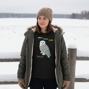 Silent. Fierce. Fluffy. Snowy Owl Women's Relaxed Bird T-Shirt